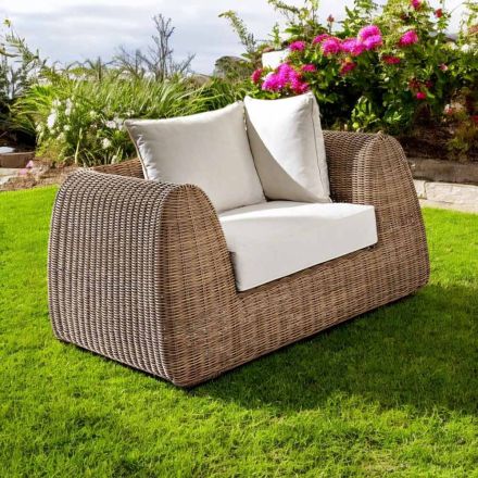 Poltrona da Esterno in Polyrattan Intrecciato - Charlie Viadurini
