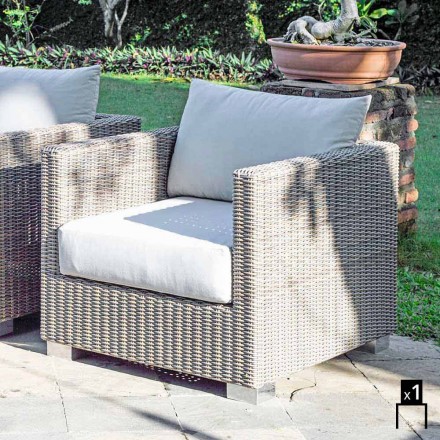 Poltrona da giardino di design intrecciata a mano Elsa Viadurini