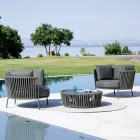 Poltrona da Giardino in Acciaio Inox e Schienale in Corda - Luxura Viadurini