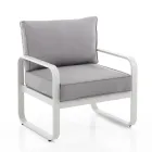 Poltrona da Giardino in Alluminio Bianco Avorio Opaco e Cuscini Grigio - Avoir Viadurini