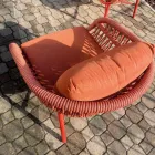Poltrona da Giardino in Alluminio, Corda e Tessuto Marsala o Bianco - Brise Viadurini