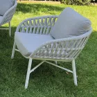 Poltrona da Giardino in Alluminio, Corda e Tessuto Marsala o Bianco - Brise Viadurini
