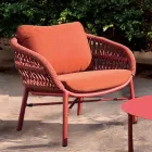 Poltrona da Giardino in Alluminio, Corda e Tessuto Marsala o Bianco - Brise Viadurini
