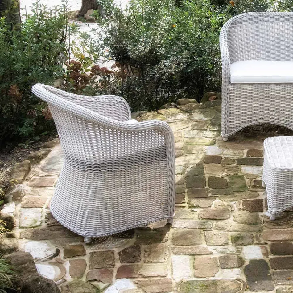 Poltrona da Giardino in Alluminio e Intreccio in Polyrattan - Melina Viadurini