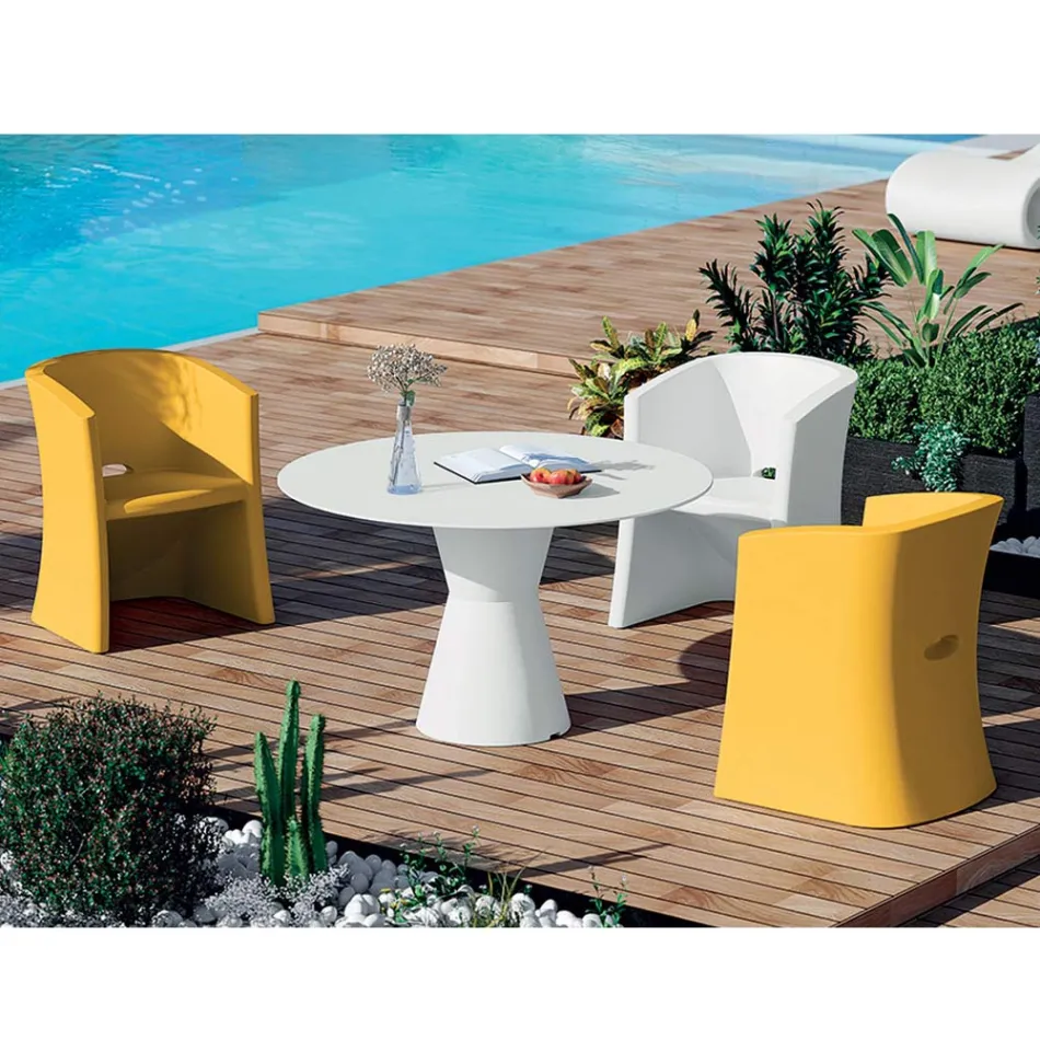 Poltrona da Giardino in Polietilene con Braccioli Made in Italy - Perez Viadurini