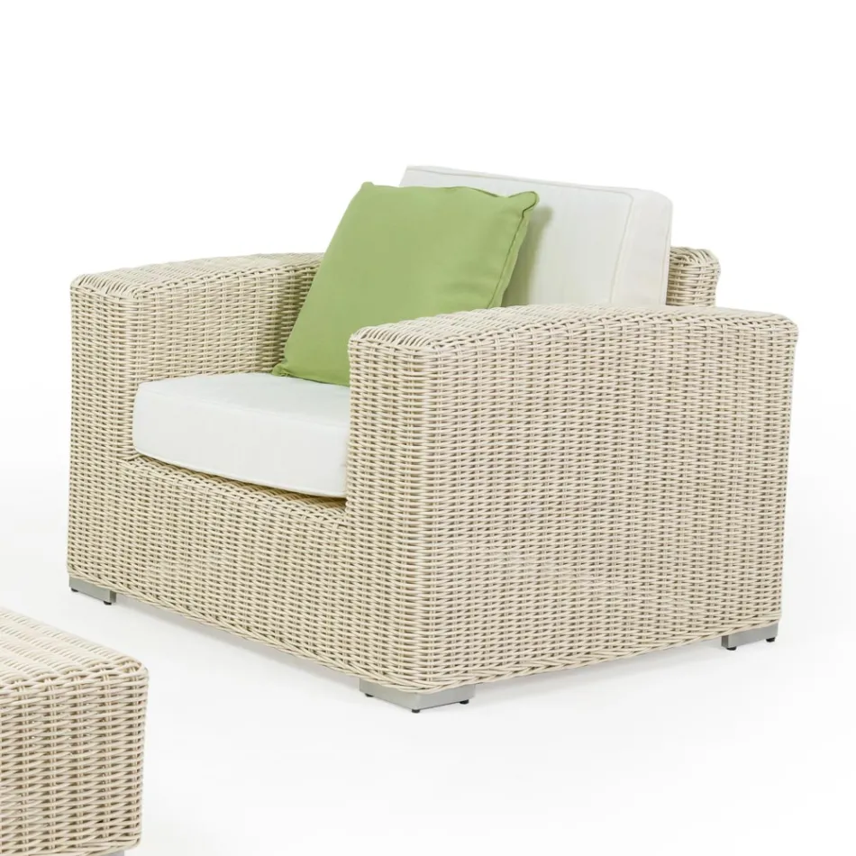 Poltrona da Giardino in Polyrattan Intrecciato a Mano - Yoko Viadurini