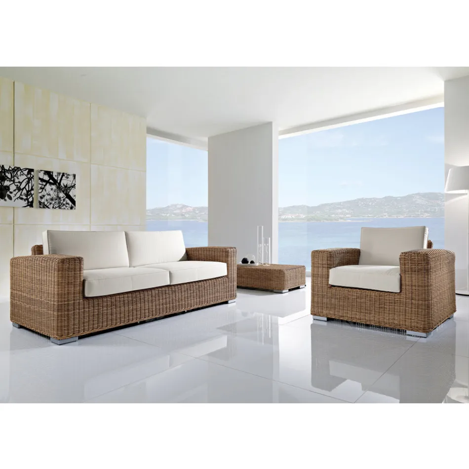 Poltrona da Giardino in Polyrattan Intrecciato a Mano - Yoko Viadurini