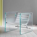 Poltrona da Salotto in Vetro e Seduta in Pelle Bianca Design di Lusso - Tecna