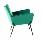 Poltrona da Salotto Moderna in Velluto Verde Petrolio e Metallo Nero – Tonica Viadurini