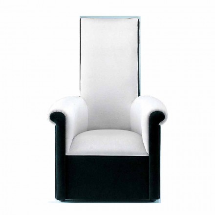 Poltrona da Salotto Rivestita in Velluto Bianco e Nero Made in Italy - Gedda Viadurini