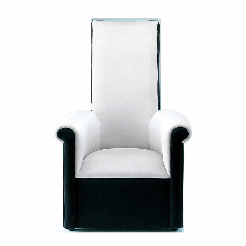 Poltrona da Salotto Rivestita in Velluto Bianco e Nero Made in Italy - Gedda Viadurini