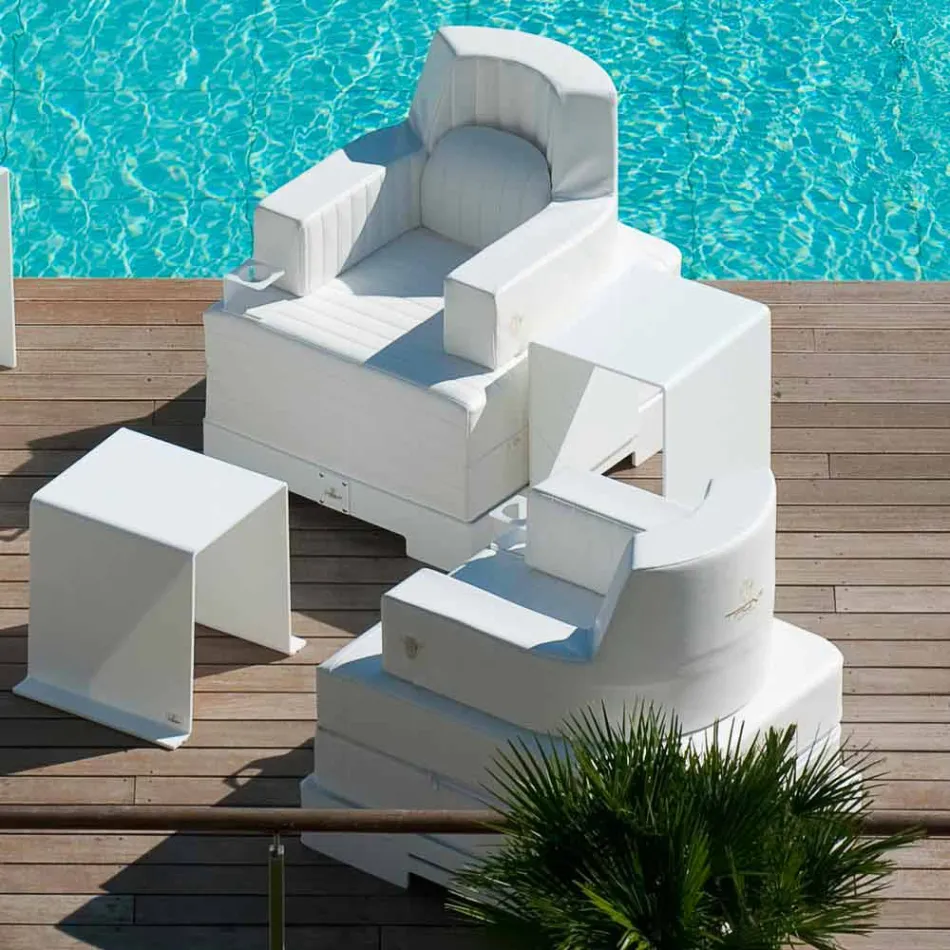 Poltrona galleggiante Trona Luxury bianca di design, made in Italy Viadurini