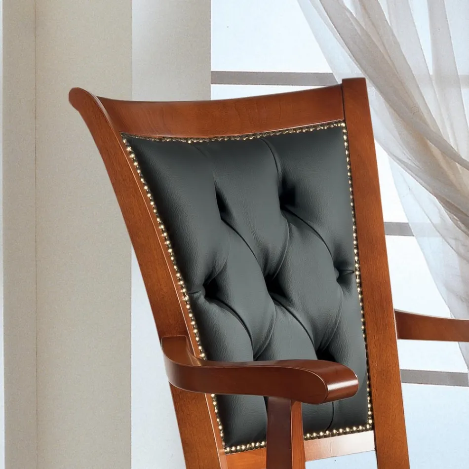 Poltrona Girevole Imbottita in Ecopelle di Lusso Made in Italy - Brigitte Viadurini