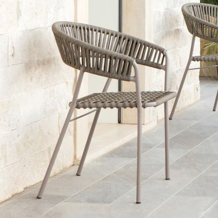 Poltrona Impilabile da Giardino in Acciaio e Corda Made in Italy 2 Pezzi – Ragnar Viadurini