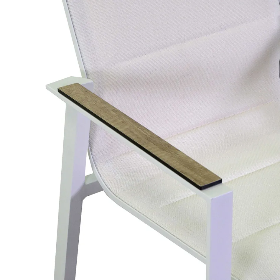 Poltrona in Alluminio e Textilene con Inserto nei Braccioli in HPL - Righello Viadurini