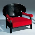 Poltrona in Frassino Tinto Nero con Rivestimento in Cotone Made in Italy - Peleo
