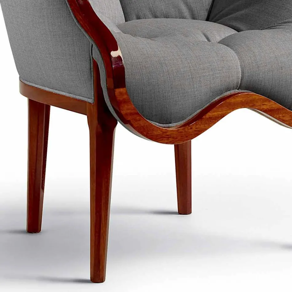Poltrona in tessuto e legno massello di design, made in Italy, Begga Viadurini