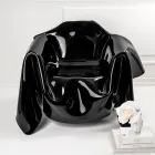Poltrona Nera Moderna in Plexiglass Drappeggiato Made in Italy - Delia Viadurini