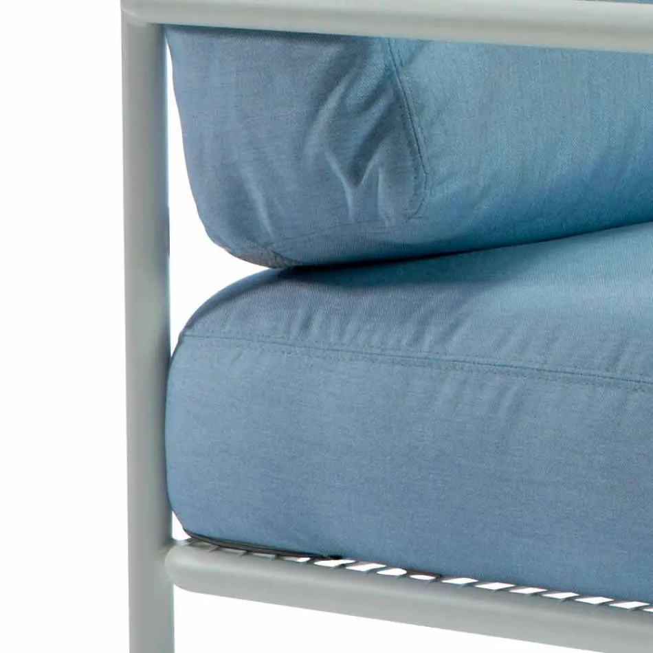Poltrona per Esterno con Braccioli in Tessuto e Metallo Made in Italy - Cola Viadurini