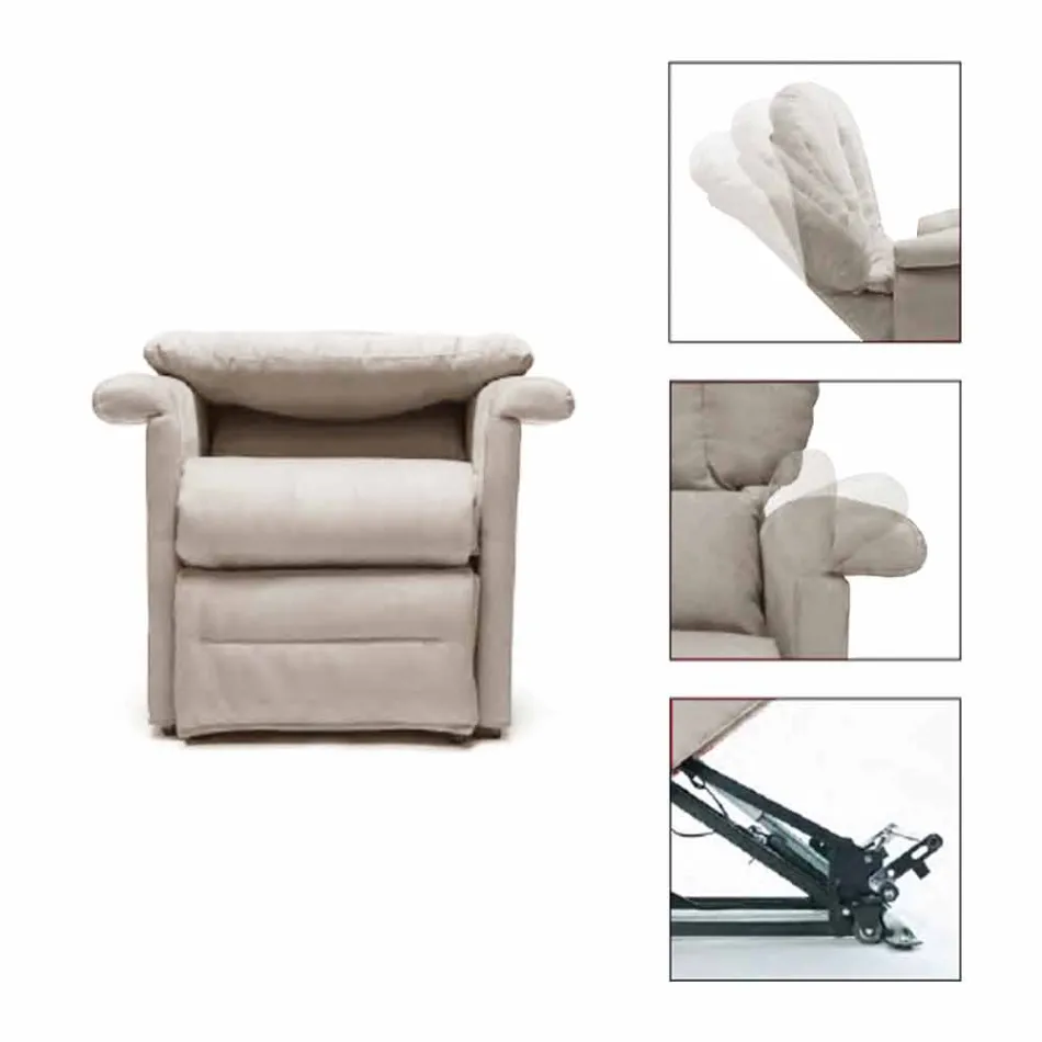 Poltrona Reclinabile Lift Relax a 2 Motori con Ruote Made in Italy - Isabelle Viadurini