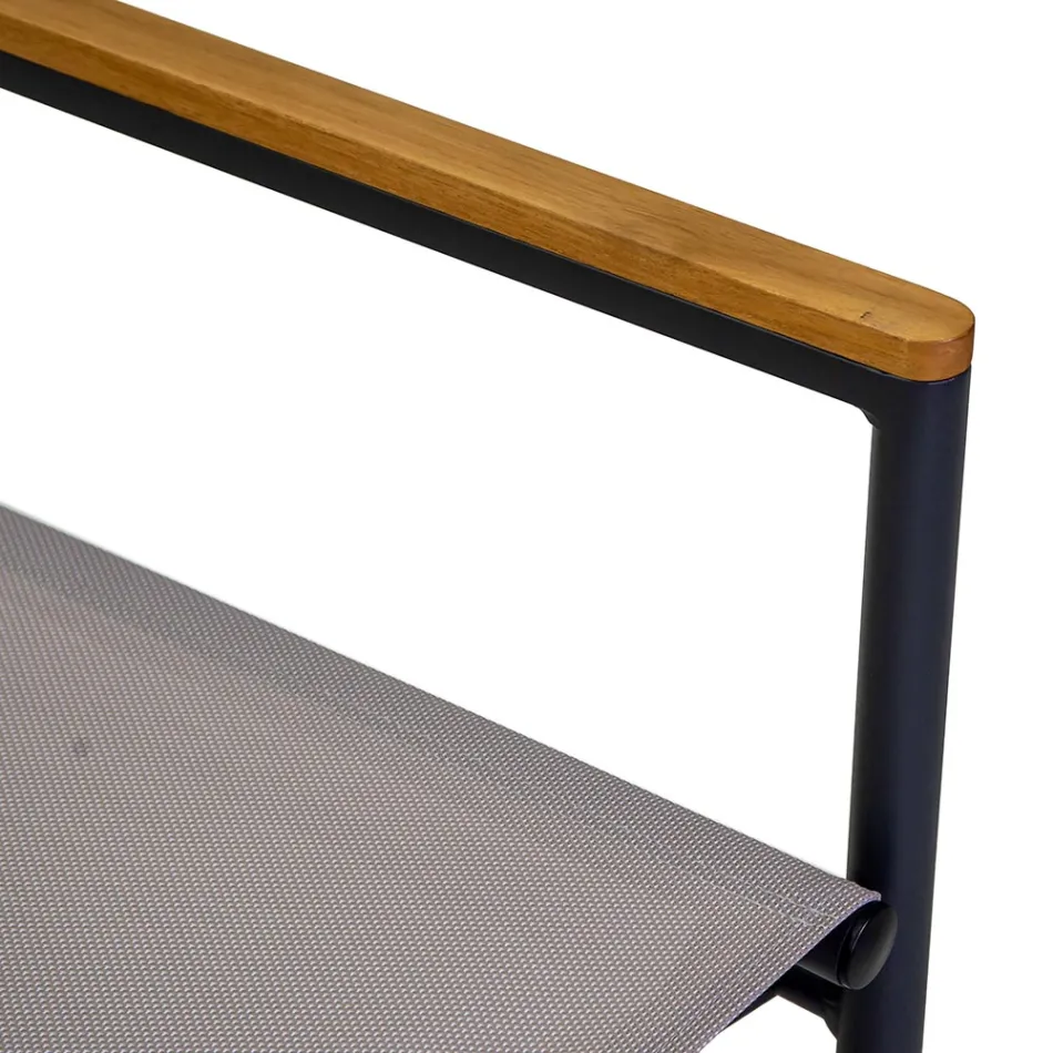 Poltrona Regista Realizzata in Alluminio, Textilene e Bracciolo in Teak - Tenda Viadurini