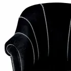 Poltrona Salotto in Velluto Nero con Cuciture a Contrasto Made in Italy - Caster Viadurini