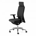 Poltrona Ufficio Design Ergonomica Girevole con Braccioli e Poggiatesta - Romolo