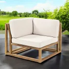 Poltroncina Angolare da Esterno in Teak Naturale e Cuscini - Circe Viadurini