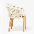 Poltroncina da Esterno in Teak ed Intreccio in Polietilene con Cuscino - Jhon Viadurini