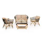 Poltroncina da Giardino in Rattan Naturale con Cuscini Inclusi – Catelyn Viadurini