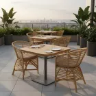 Poltroncina da Giardino in Rattan Naturale, Cuscino Incluso, – Torvi Viadurini
