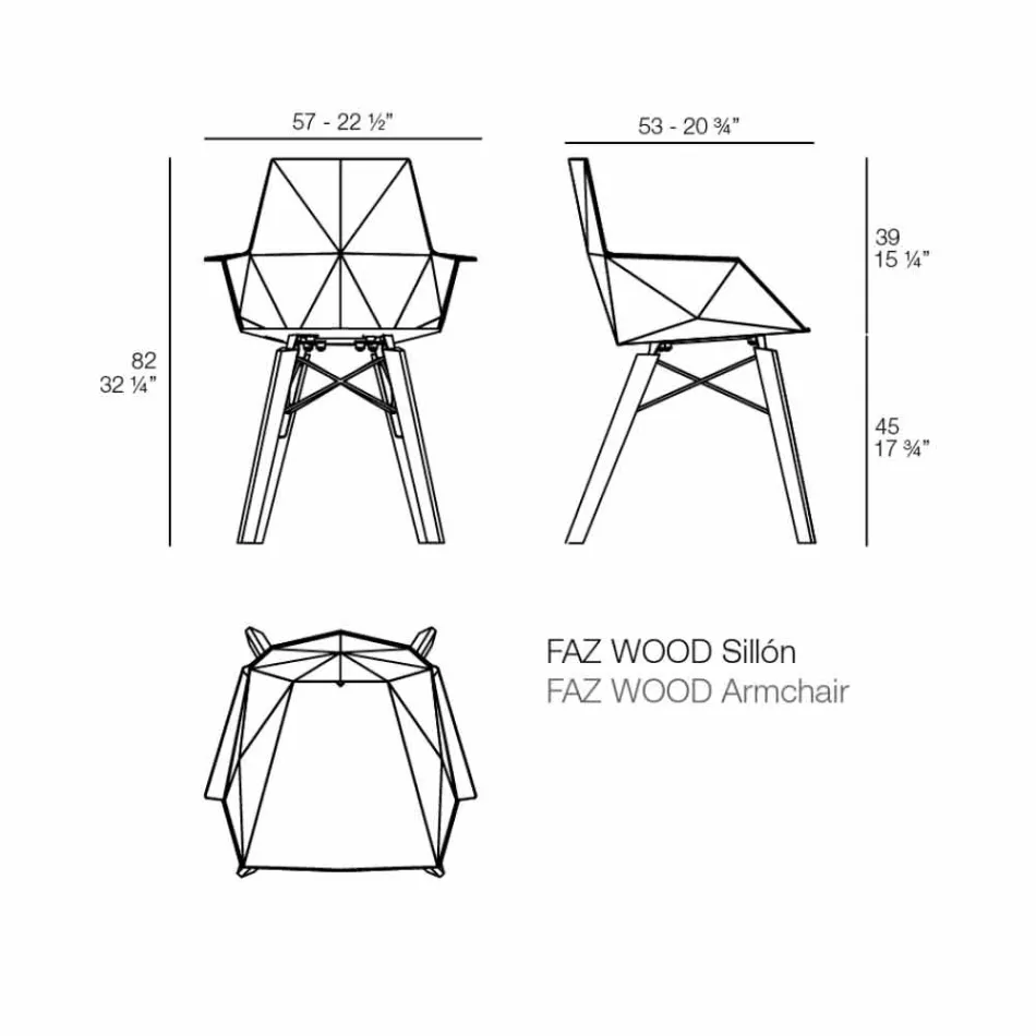 Poltroncina da Soggiorno di Design in Polipropilene e Legno - Faz Wood by Vondom Viadurini