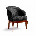 Poltroncina imbottita in legno massello e pelle, made in Italy, Tita