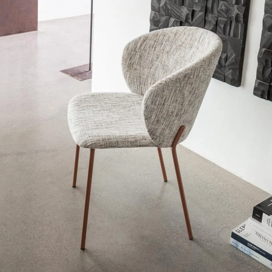 Poltroncina in Metallo e Seduta in Cachemire Neve Made in Italy - Edera Viadurini
