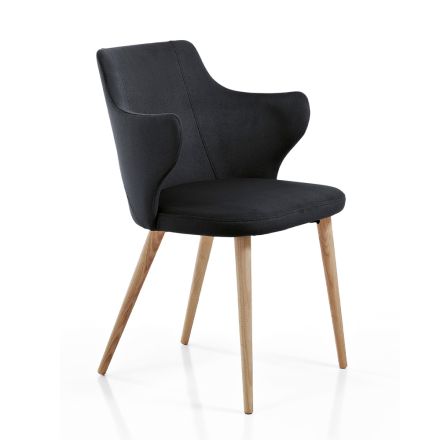 Poltroncina Sala da Pranzo di Design in Tessuto Colorato e Frassino - Duchessa Viadurini