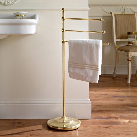 Porta Asciugamani da Bagno Vintage da Terra a 3 Bracci Design in Ottone – Brest Viadurini