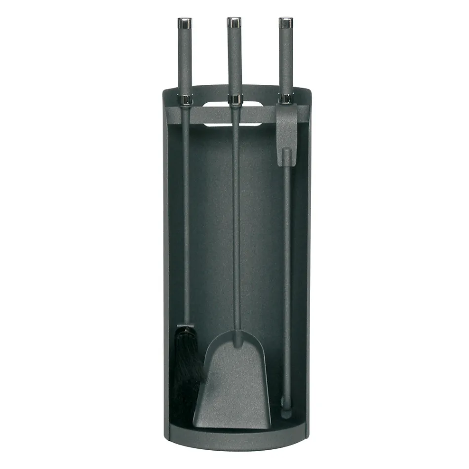 Porta Attrezzi con 3 Utensili per il Camino in Metallo Made in Italy - Bazar Viadurini
