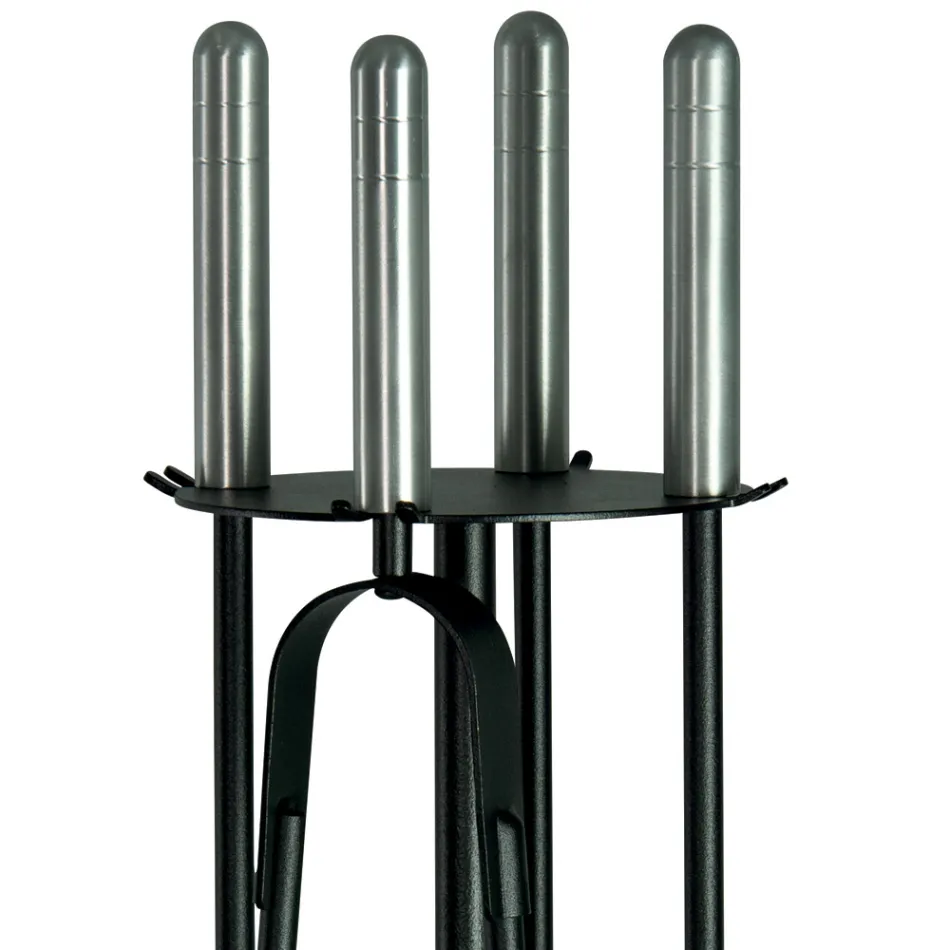 Porta Attrezzi in Metallo con 4 Utensili per il Camino Made in Italy - Safari Viadurini