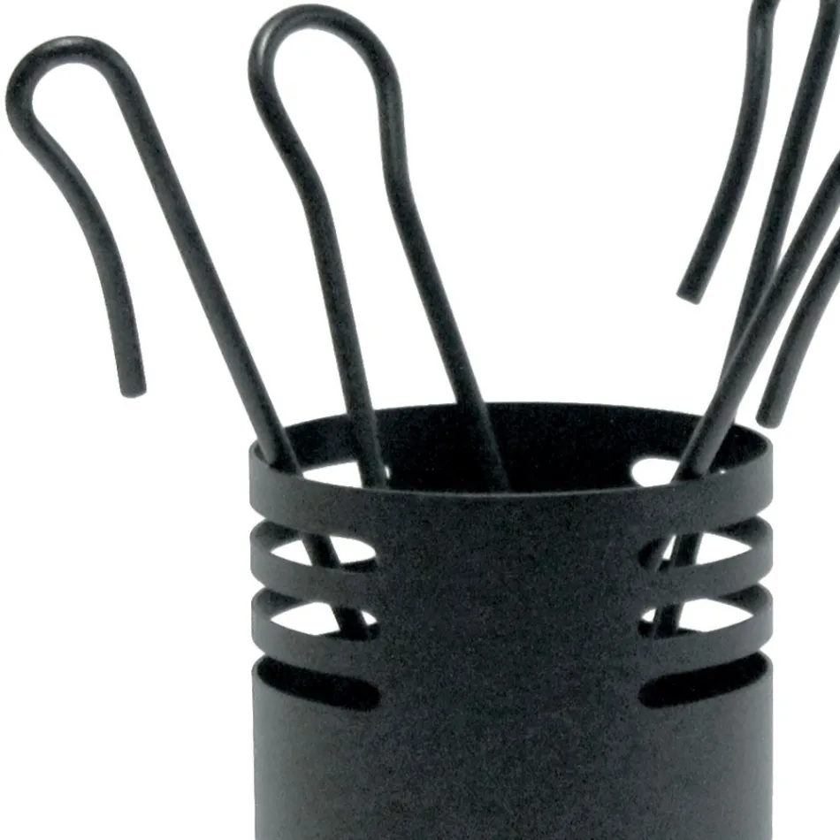 Porta Attrezzi per il Camino con 4 Strumenti in Metallo Made in Italy - Baobab Viadurini