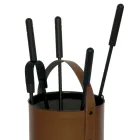 Porta Attrezzi Rotondo in Ecopelle con Manico e 4 Accessori Made in Italy - Piccione Viadurini