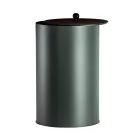 Porta Pellet Cilindrico con Coperchio in Diverse Finiture Made in Italy - Fenicottero Viadurini