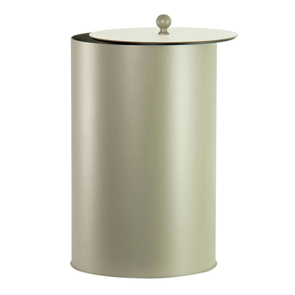 Porta Pellet Cilindrico con Coperchio in Diverse Finiture Made in Italy - Fenicottero Viadurini