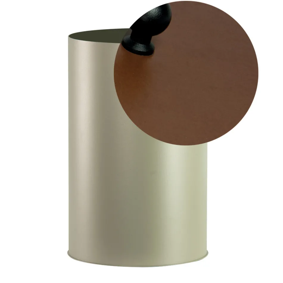 Porta Pellet Cilindrico con Coperchio in Diverse Finiture Made in Italy - Fenicottero Viadurini
