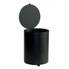 Porta Pellet Rotondo in Acciaio Verniciato Nero e Ruote Made in Italy - Airone Viadurini