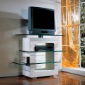 Porta TV modulare scolpito a mano Pietra di Vicenza e cristallo Agnes