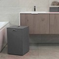 Portabiancheria in cuoio a base quadrata David, made in Italy