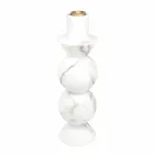 Portacandele Alto in Marmo Bianco di Carrara e Ottone Made in Italy - Oley Viadurini