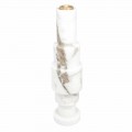 Portacandele Moderno in Marmo Bianco di Carrara e Ottone Made in Italy - Allan