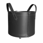 Portalegna cilindrico in cuoio rigenerato con ruote Tonda Firestyle Viadurini