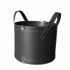 Portalegna cilindrico in cuoio rigenerato con ruote Tonda Firestyle Viadurini